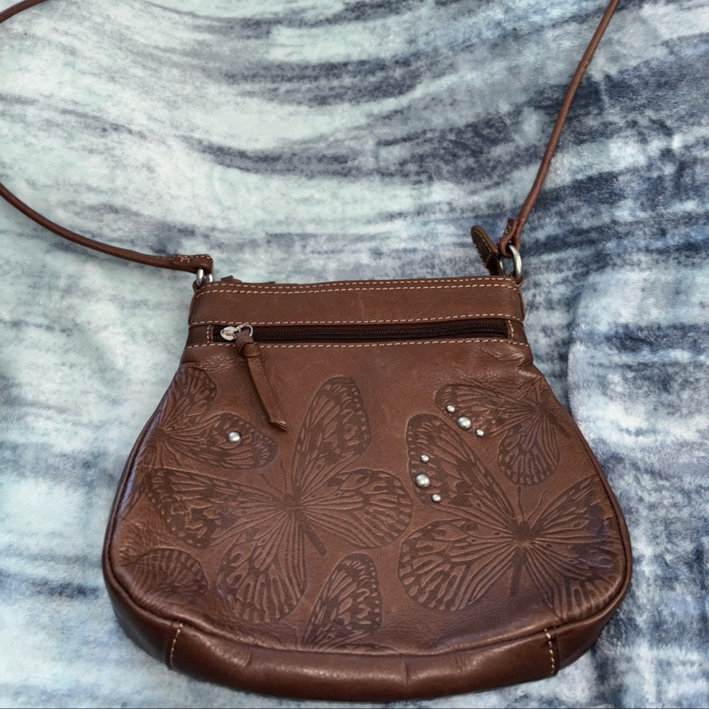 Fossil Brown leather butterfly purse